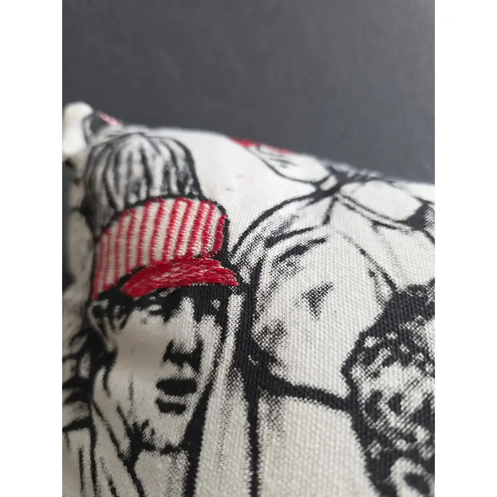 Renoma Foule Crowd Paris Sketch Pop Art Throw Pillow Embroidered Maurice Renoma